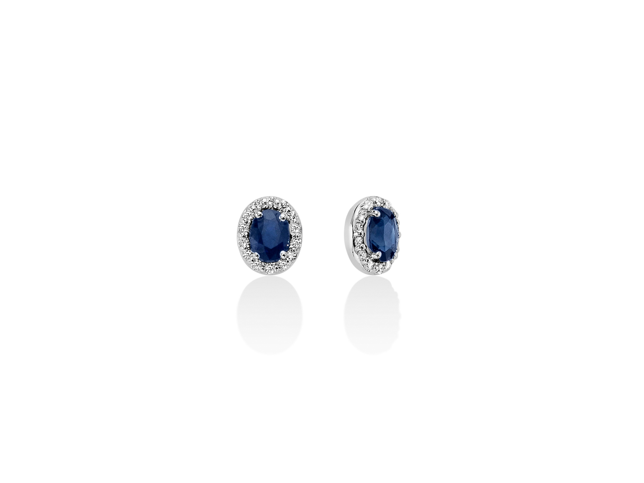 Orecchini con zaffiri blu e diamanti realizzati in oro bianco - ERD2387