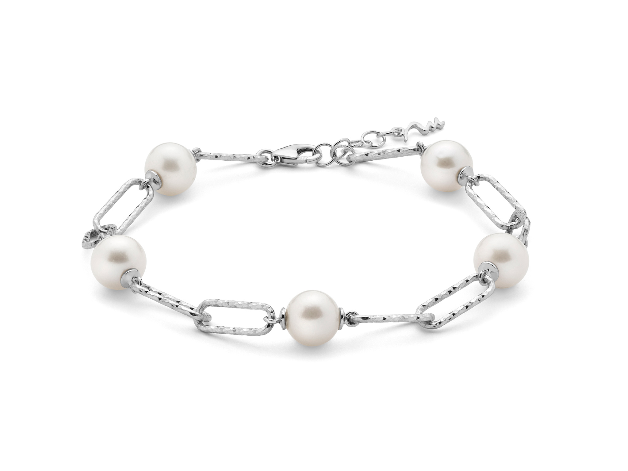 Bracciale con catena in argento e perle. - PBR3201