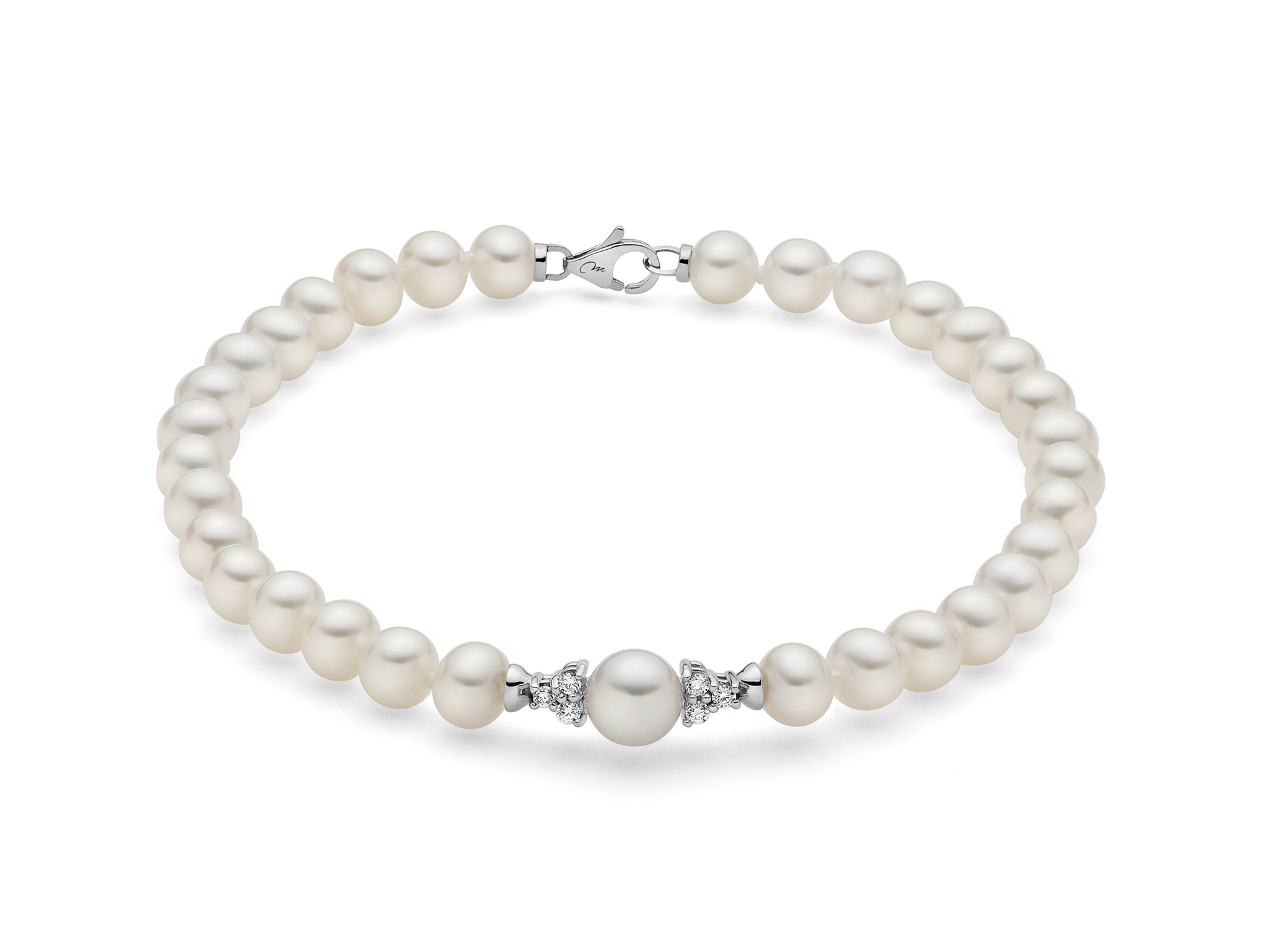 Bracciale di perle Oriente e dettagli in oro bianco - PBR3353