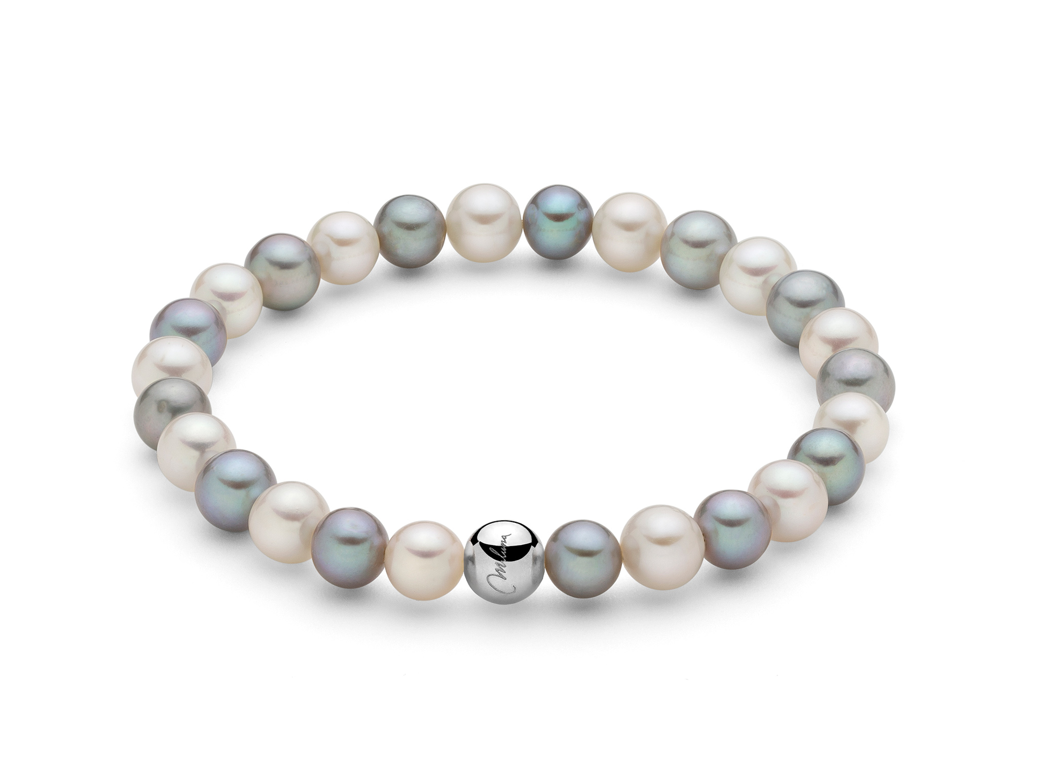 Bracciale con perle bianche e grigie - PBR3358