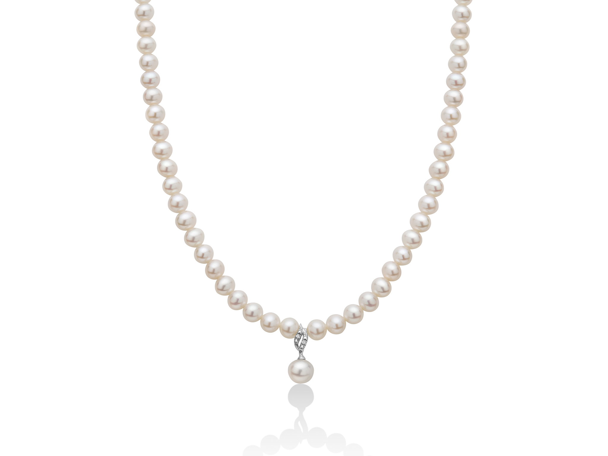 Collana di perle con pendente di perla e diamanti - PCL5527V