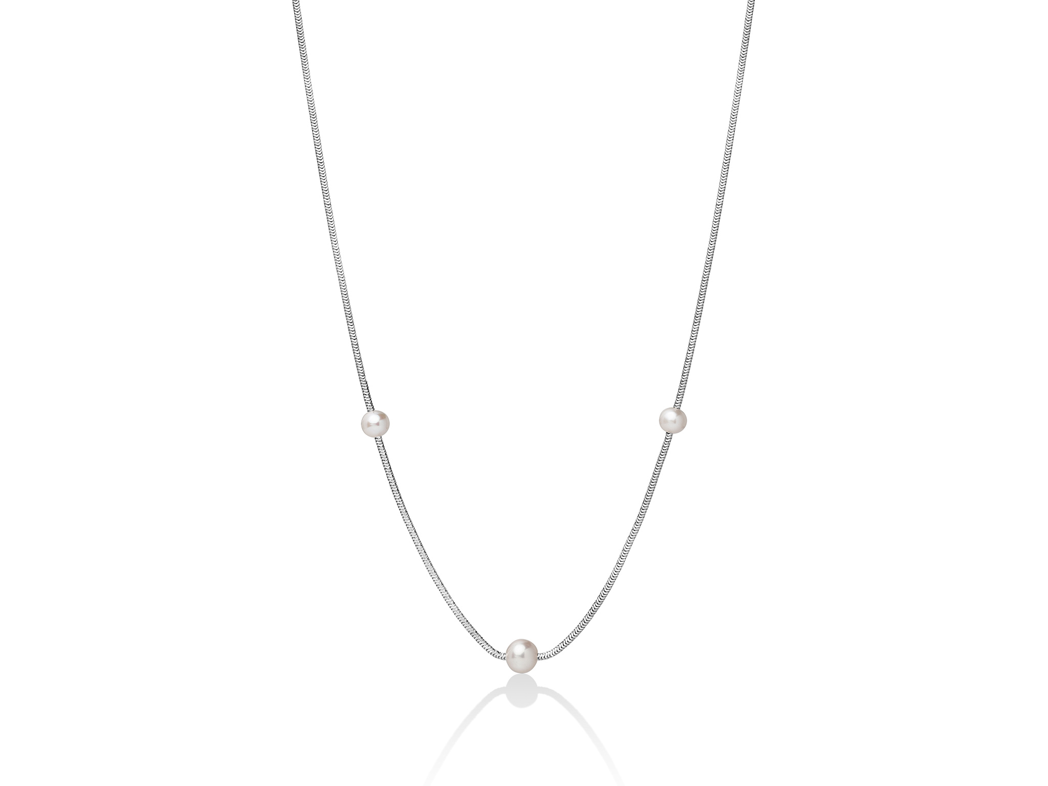 Collana monofilo in argento con perle bianche - PCL5622