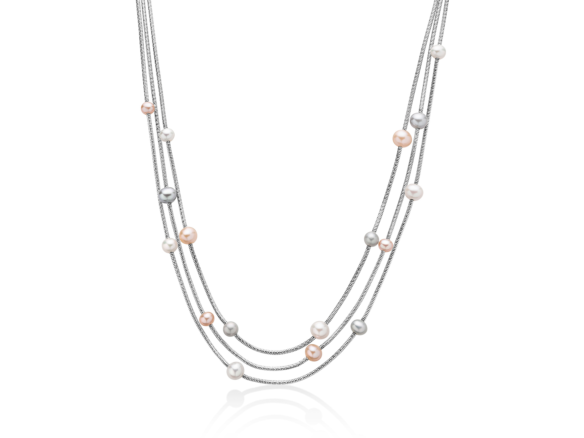 Collana multifilo con perle in argento - PCL5628