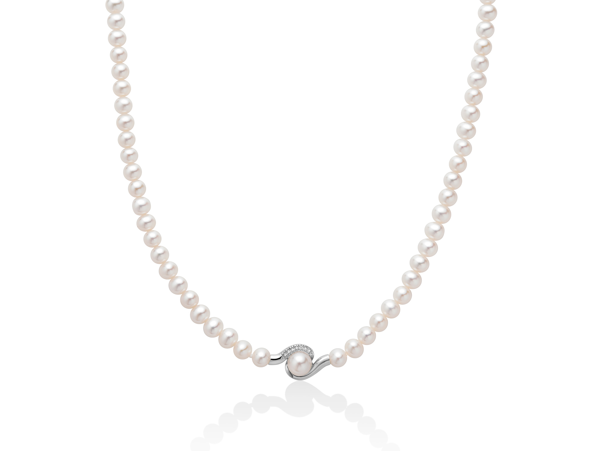 Collana di perle Oriente con centrale in oro, diamante e perla - PCL5877V