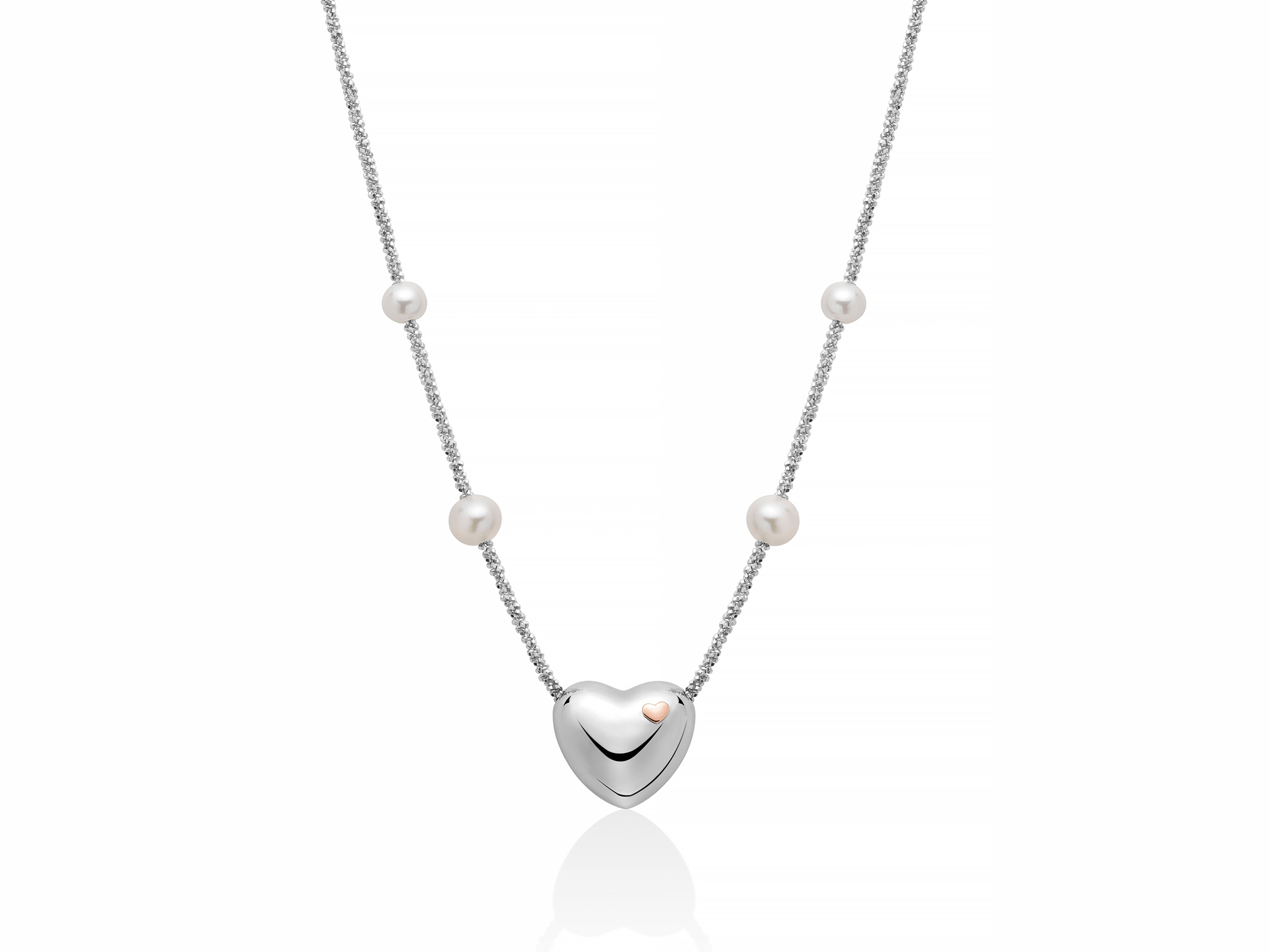Collana in argento e perle con cuore centrale - PCL6442