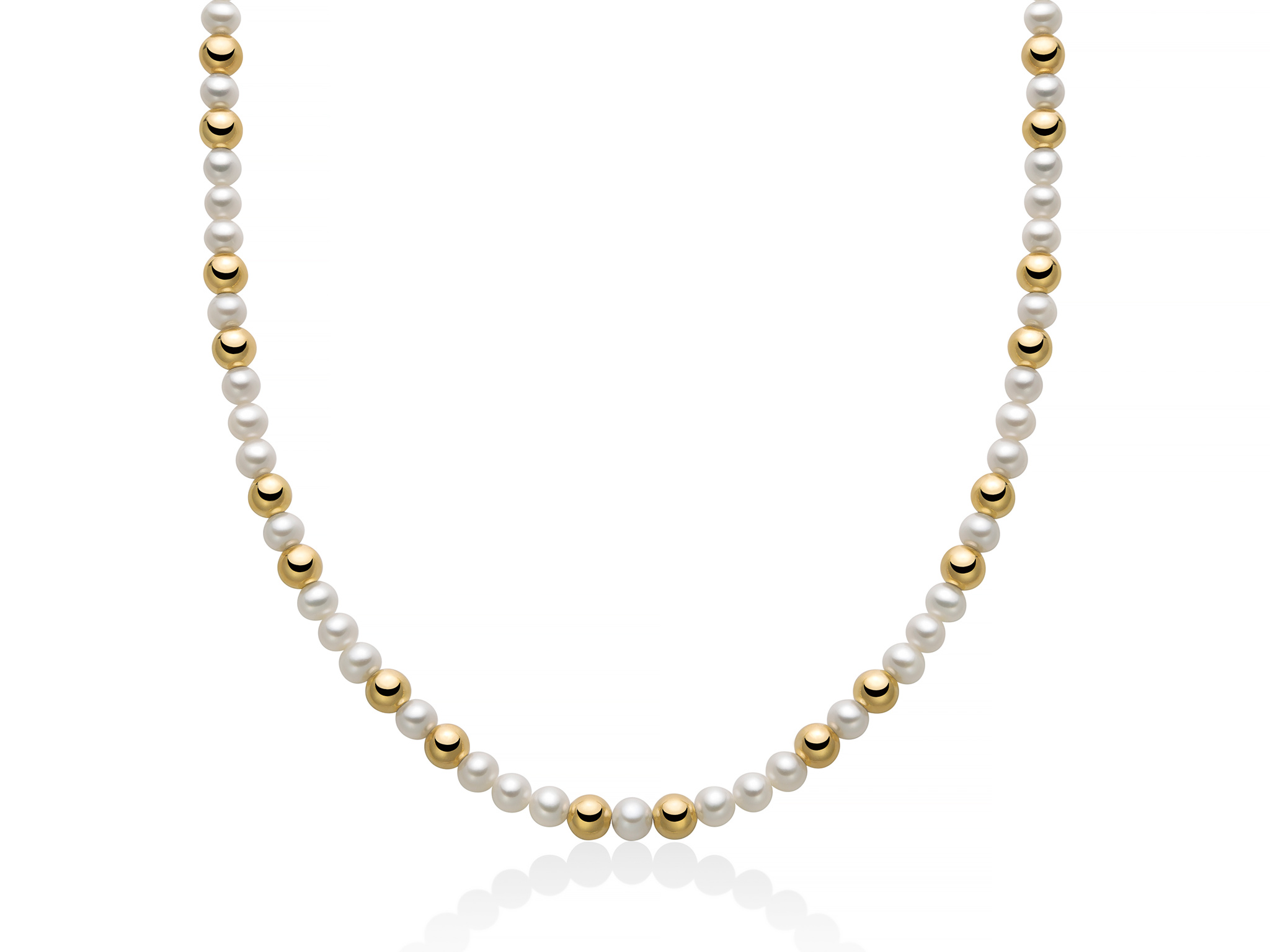 Collana uomo con perle e sfere in argento dorato - PCL6453G